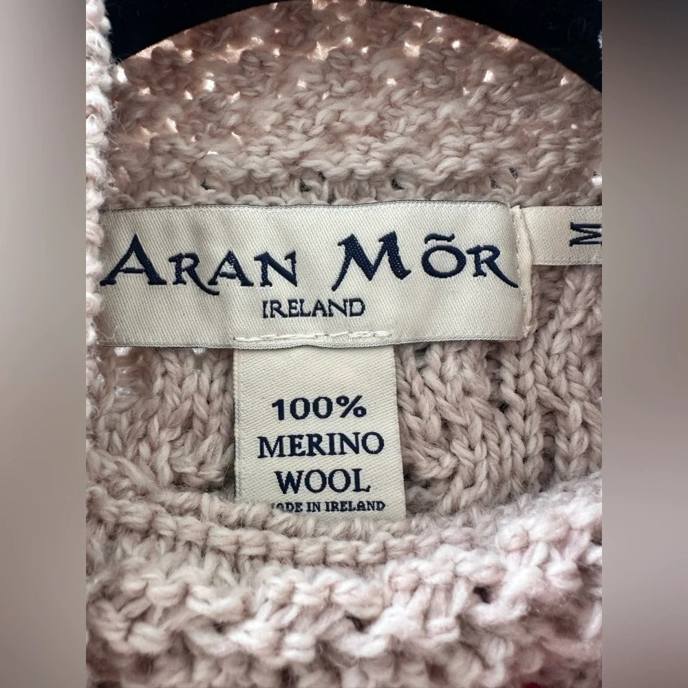 Aran Mor Ireland 100% Wool Irish Cable Knit Sweater Mock Neck Medium - Picture 5 of 8